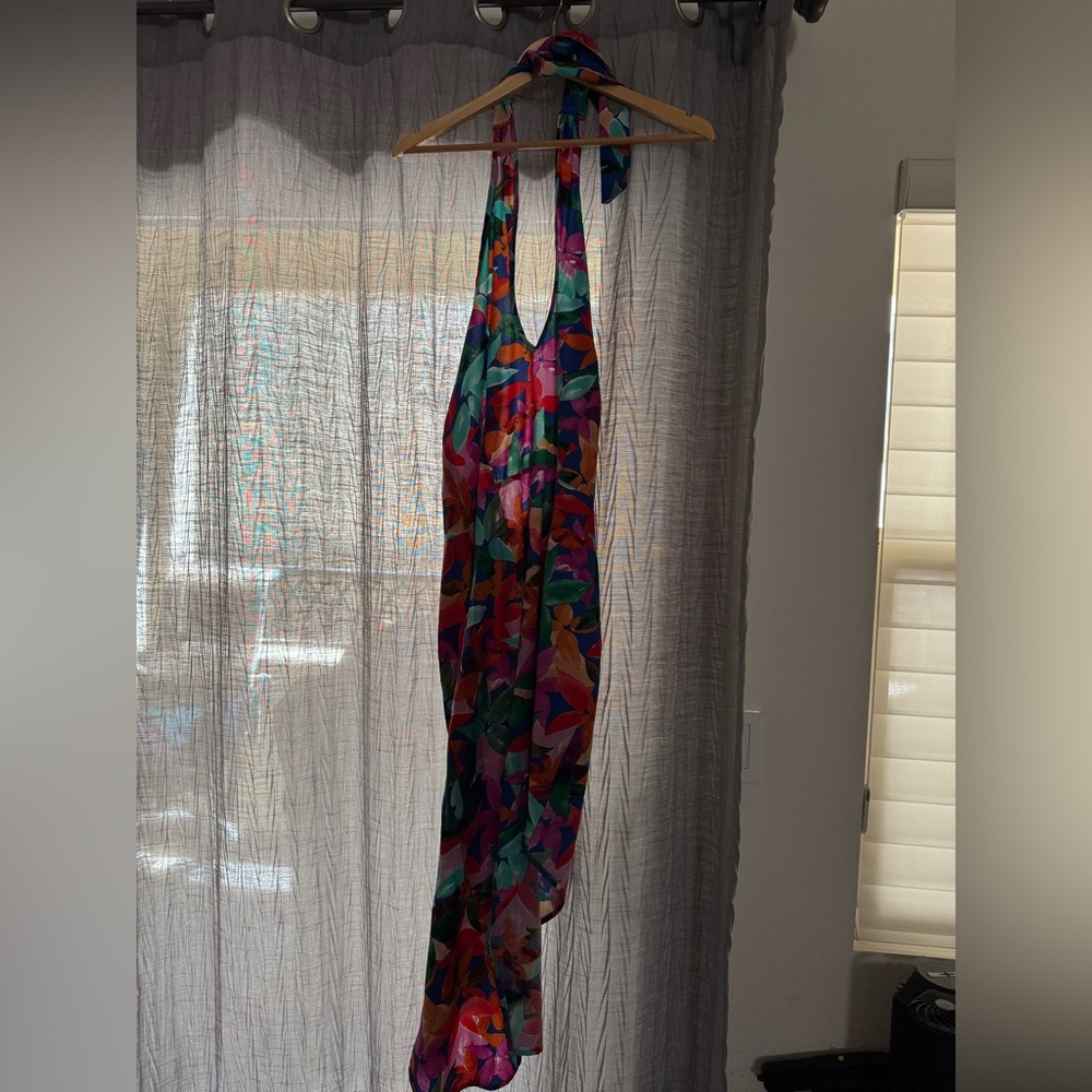 Vibrant Halter Multicolor Maxi Dress